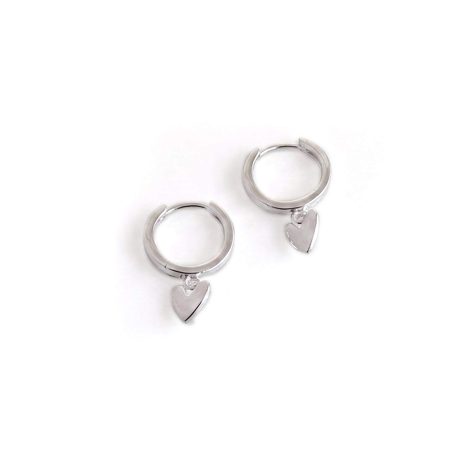Sterling Silver Heart Huggie Earrings