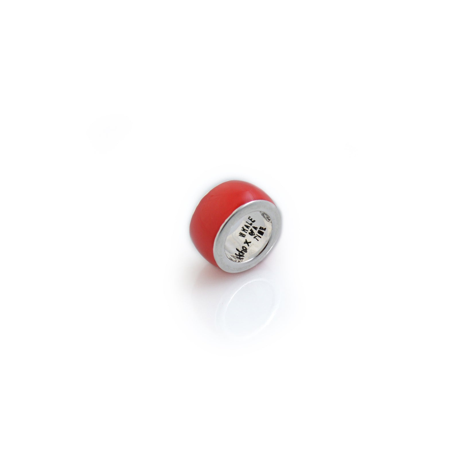 Sterling Silver Red Enamel Roller Bead