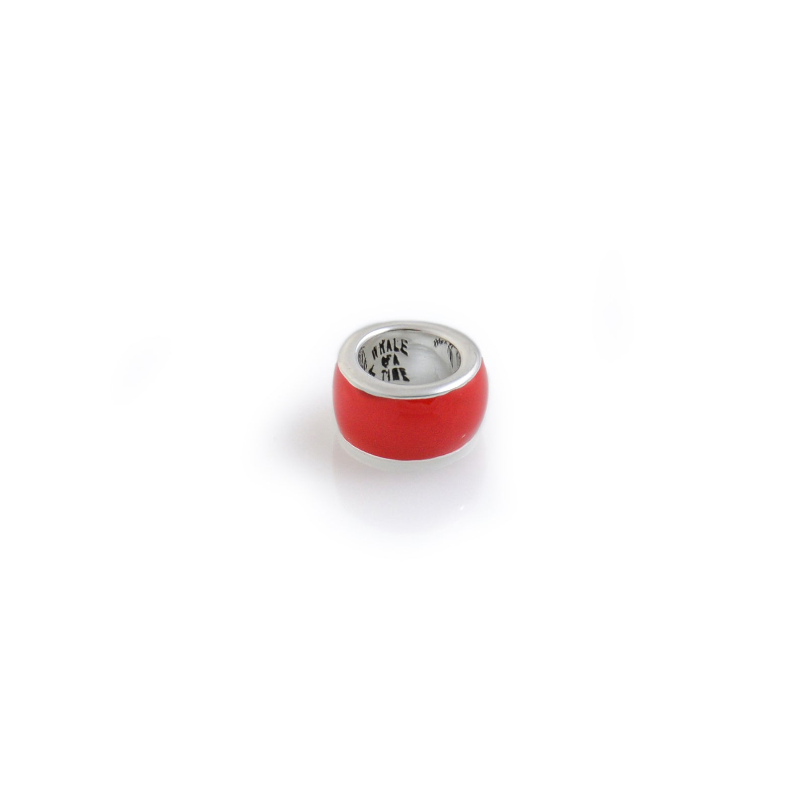 Sterling Silver Red Enamel Roller Bead