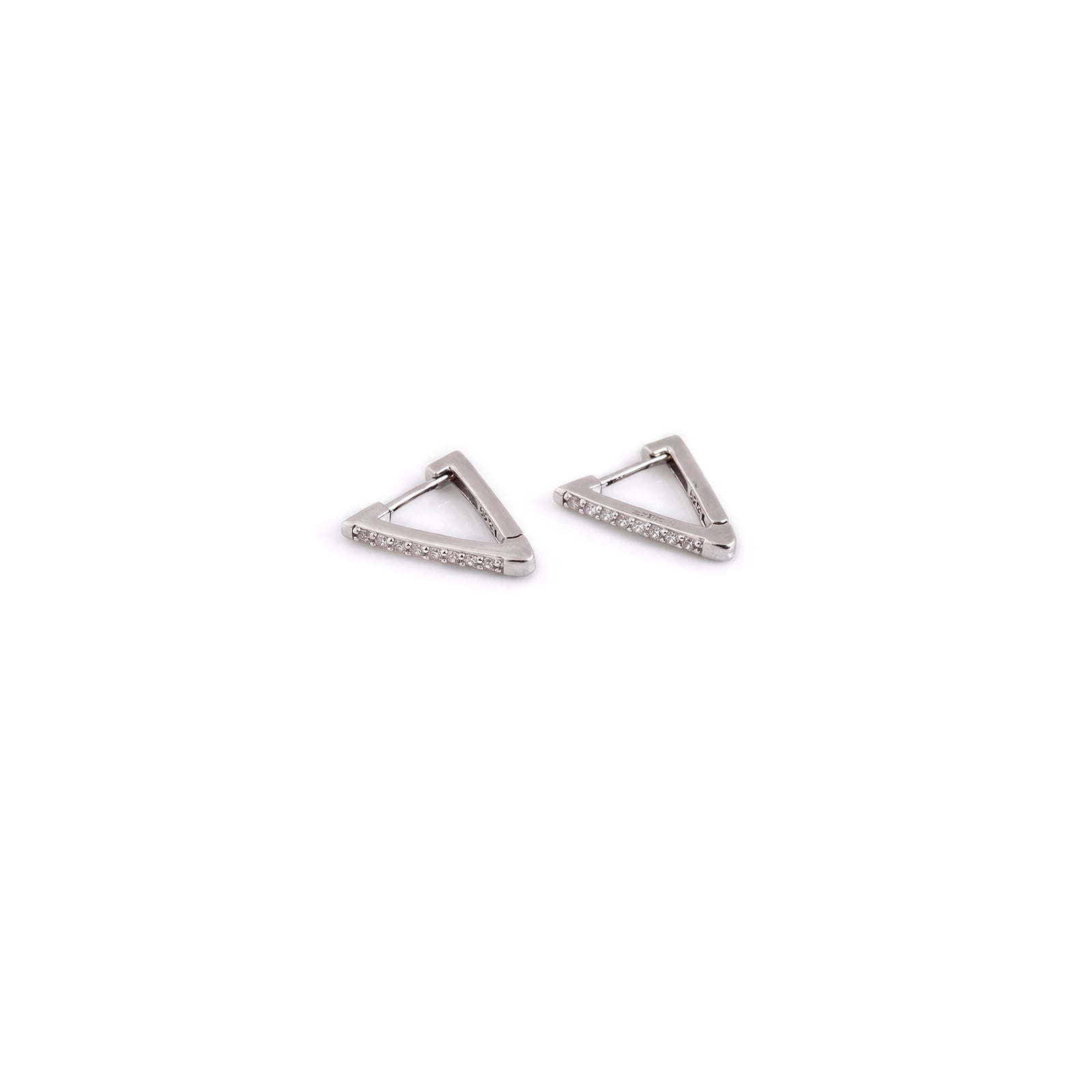 Sterling Silver & CZ Triangle Huggie Earrings
