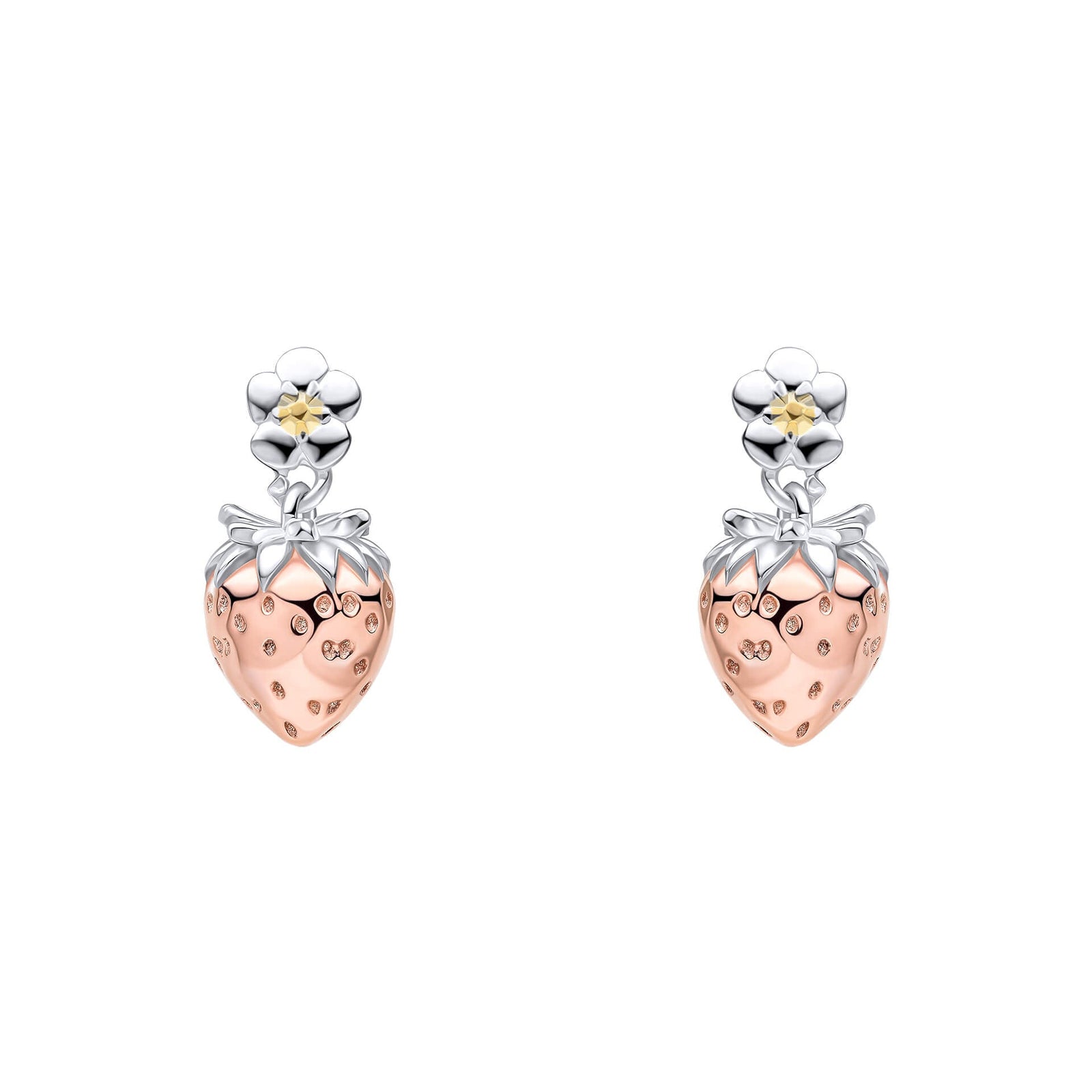 Laura Ashley Sterling Silver & 18ct Rose Gold Plated Strawberry Field Stud Earrings
