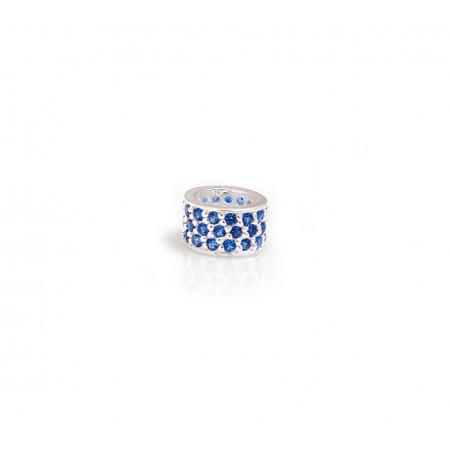 Exclusive Sterling Silver & Sapphire Blue Starlight Roller Charm Bead