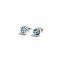 March Birthstone - Sterling Silver & Aquamarine CZ Stud Earrings