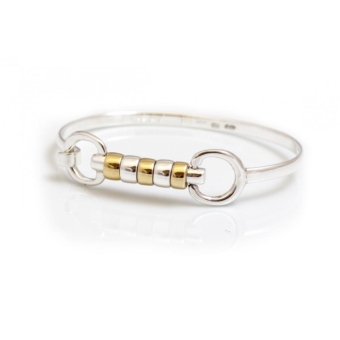Exclusive Sterling Silver & 18ct Gold Vermeil Cherry Roller Snaffle Bangle - Equestrian Jewellery