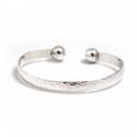 Sterling Silver Ball & Hammered Cuff Bangle