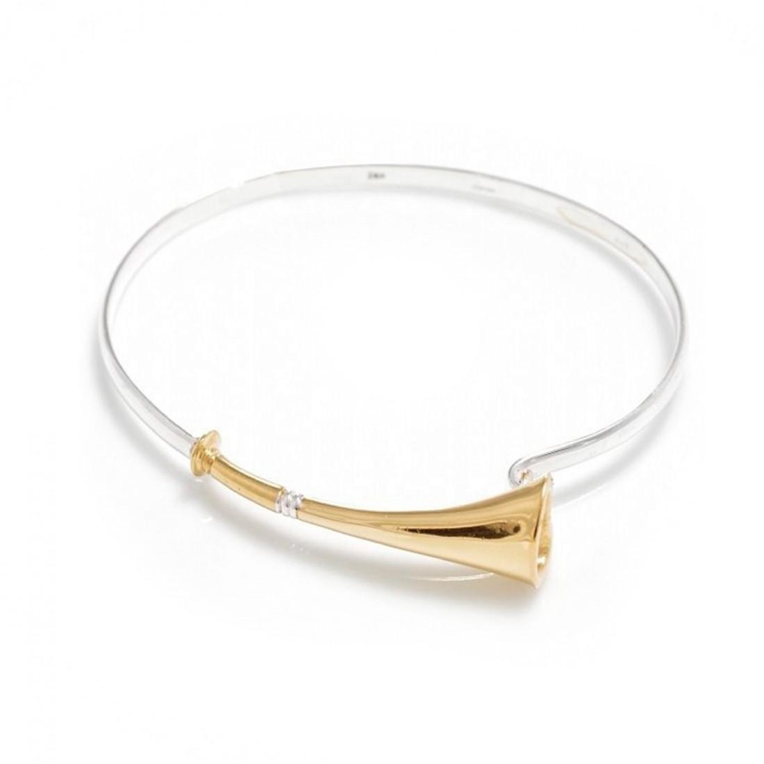 Exclusive Sterling Silver & 18ct Gold Plate Hunting Horn Bangle