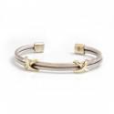 Sterling Silver And Two Tone Criss Cross Cuff Bracelet
