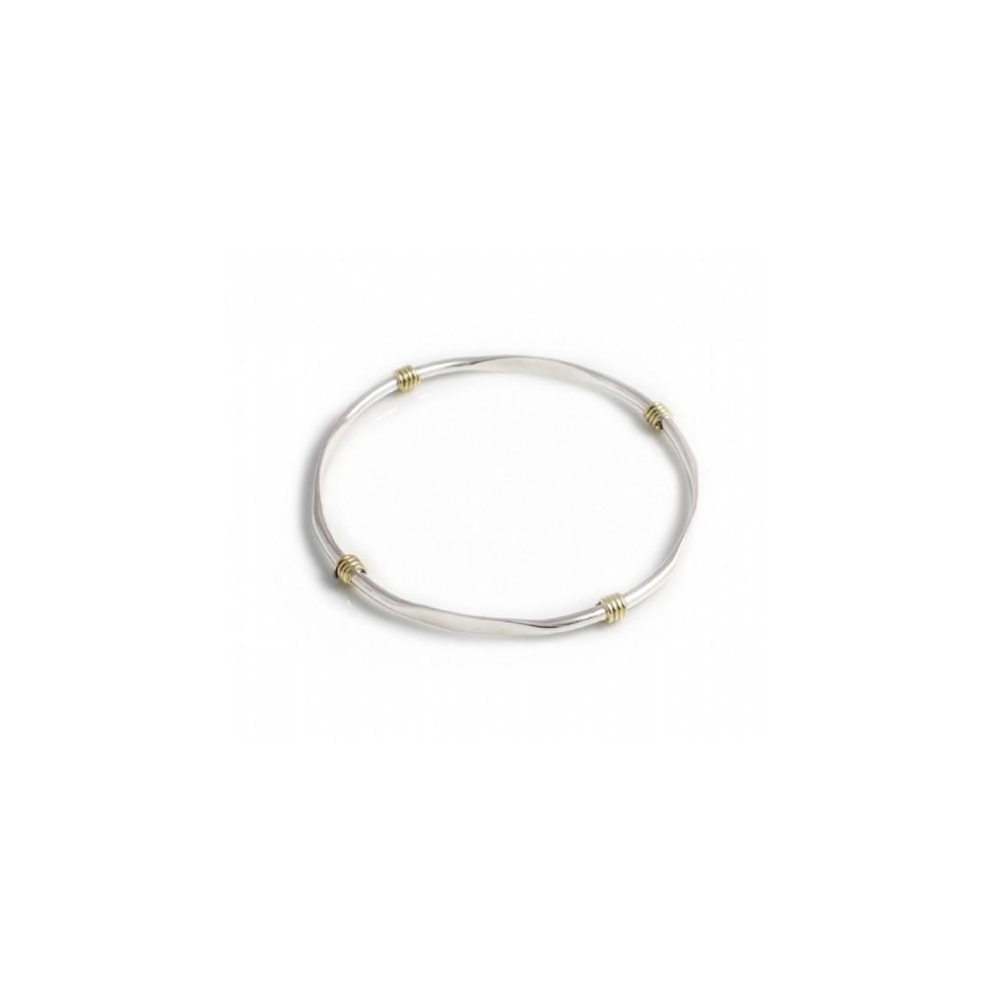 Sterling Silver & Two Tone Flat Edged Bangle