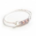 Exclusive Sterling Silver & 18ct Rose Gold Plate Cherry Roller Snaffle Bangle With Triple CZ Starlight Roller Beads