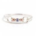 Exclusive Sterling Silver & 18ct Rose Gold Plate Cherry Roller Snaffle Bangle With Sapphire Blue CZ Starlight Roller Bead