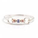 Exclusive Sterling Silver & 18ct Rose Gold Plate Cherry Roller Snaffle Bangle With Royal Blue CZ Starlight Roller Bead