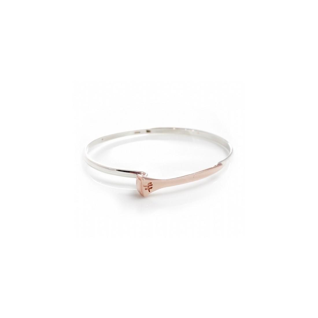 Exclusive Sterling Silver & 18ct Rose Gold Plate Farrier Nail Bangle