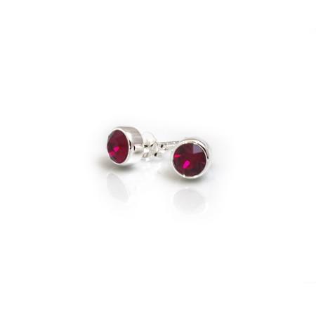 July Birthstone -Sterling Silver & Ruby CZ Stud Earrings