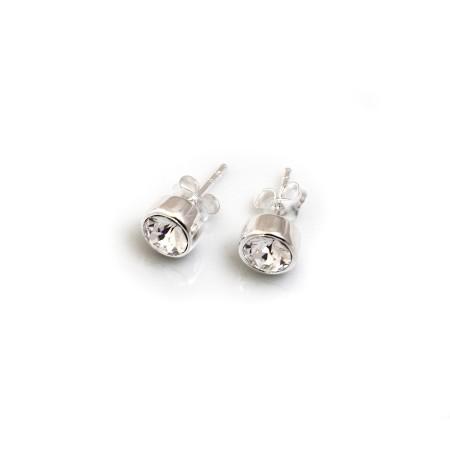April Birthstone - Sterling Silver & CZ Stud Earrings