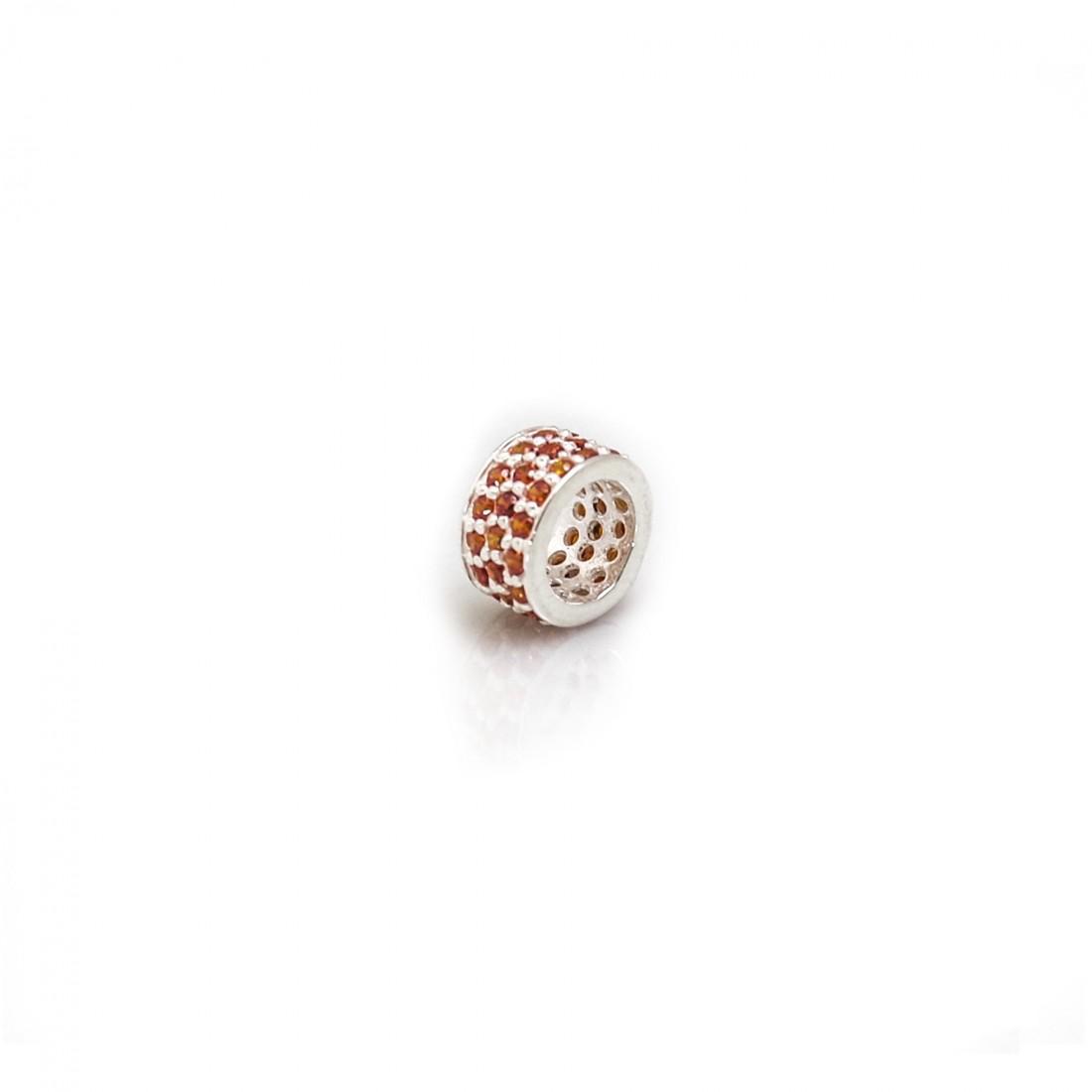 Exclusive Sterling Silver & Orange CZ Starlight Roller Charm Bead