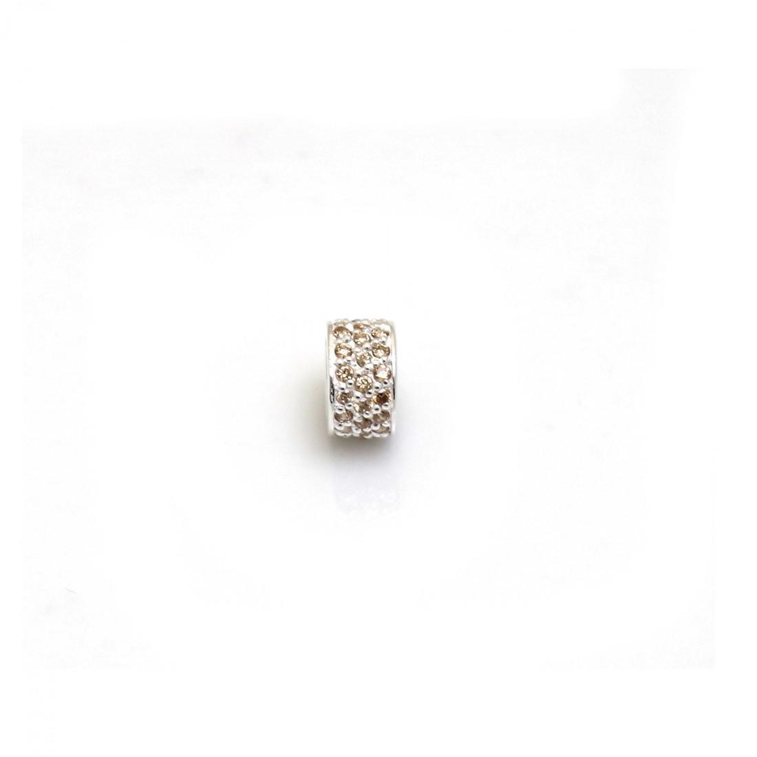 Exclusive Sterling Silver & Champagne CZ Starlight Roller Charm Bead