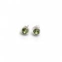 August Birthstone - Sterling Silver & Peridot CZ Stud Earrings
