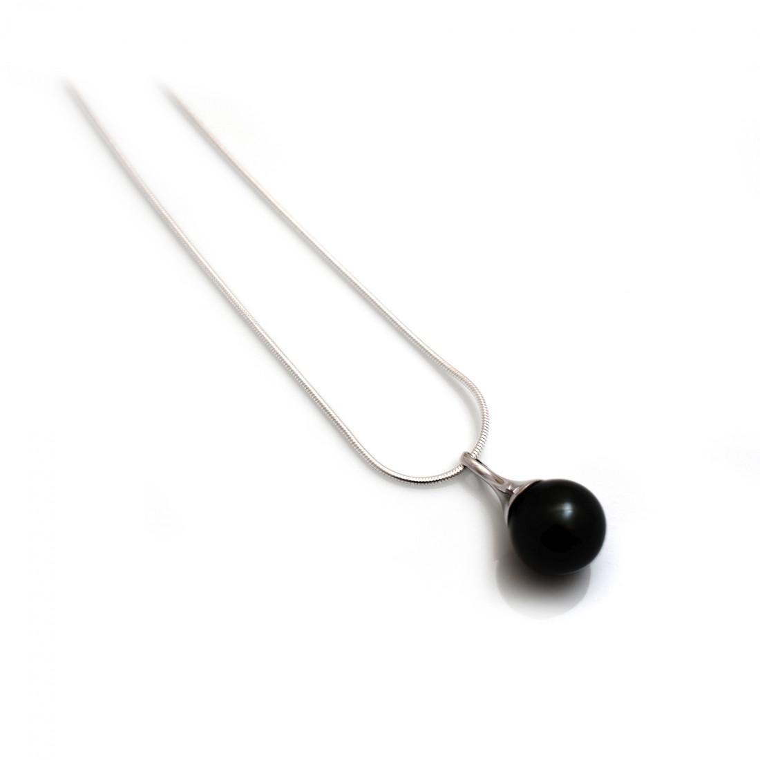 Sterling Silver & Freshwater Blue Pearl Teardrop Pendant With Silver Snake Chain
