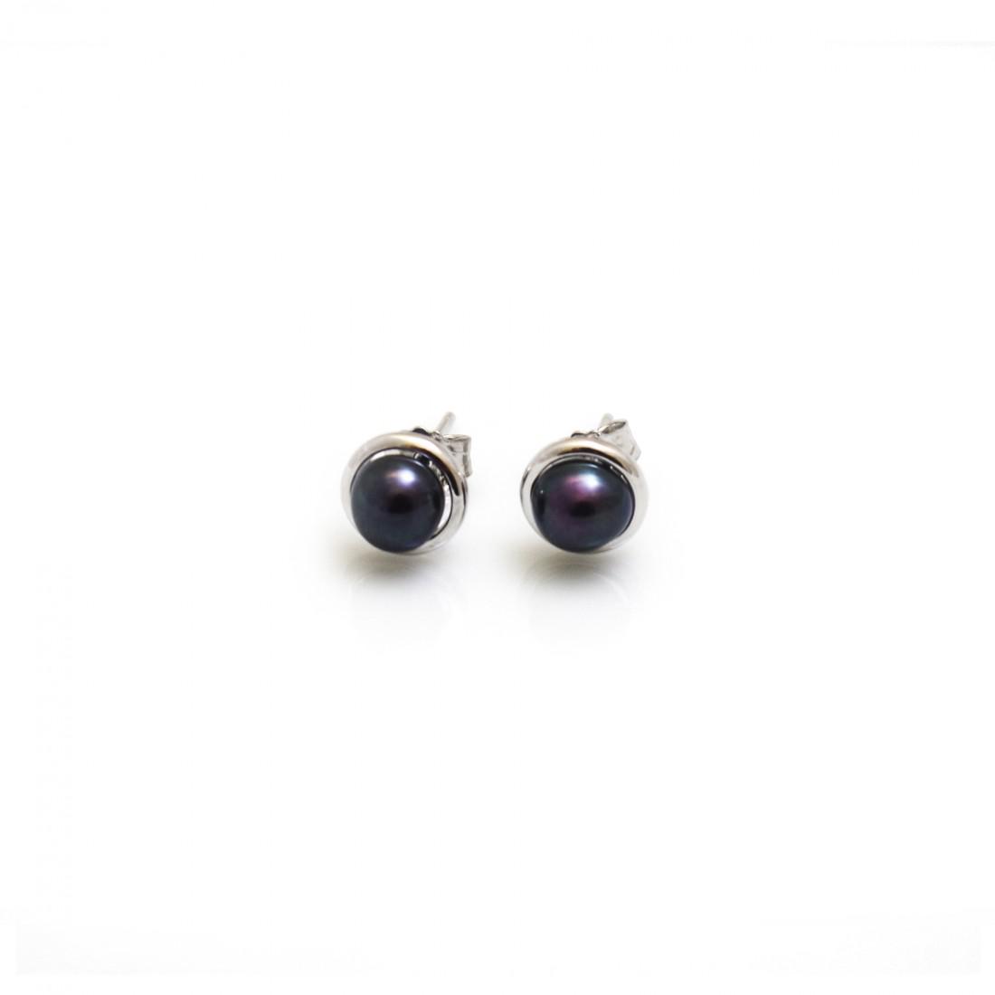 Sterling Silver & Freshwater Blue Pearl Earrings