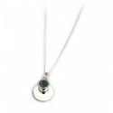 May Birthstone - Green CZ & Sterling Silver Disc Necklace