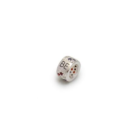 Exclusive British Eventing Sterling Silver & Red, White & Blue CZ Roller Charm Bead