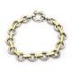 Sterling Silver Rope Circles Two Tone Bracelet