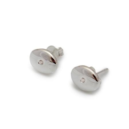 Exclusive Sterling Silver & CZ Oval Stud Earrings