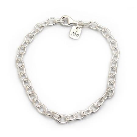 Sterling Silver Oval Linked Fob Bracelet