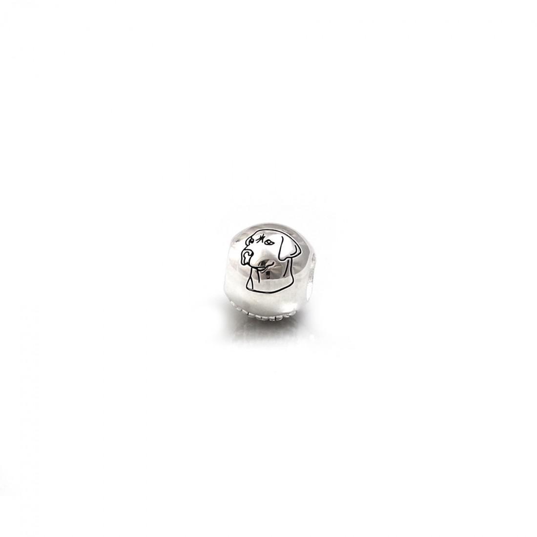 Exclusive Sterling Silver & CZ Labrador Roller Ball Bead