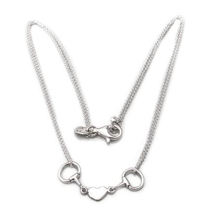 Exclusive Sterling Silver Double Chained Snaffle Heart Necklace