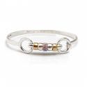 Exclusive Sterling Silver & 18ct Gold Plate Cherry Roller Snaffle Bangle With Rainbow CZ Starlight Roller Bead