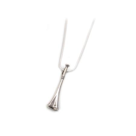 Exclusive Sterling Silver Hunting Horn Pendant With Silver Snake Chain