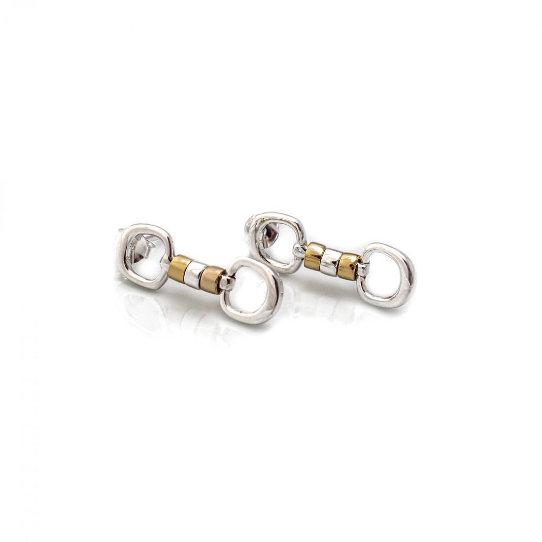 Exclusive Sterling Silver & 18ct Gold Plate Cherry Roller Snaffle Earrings
