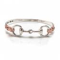 Exclusive Sterling Silver & 18ct Rose Gold Plated Detailed Double Snaffle Bangle