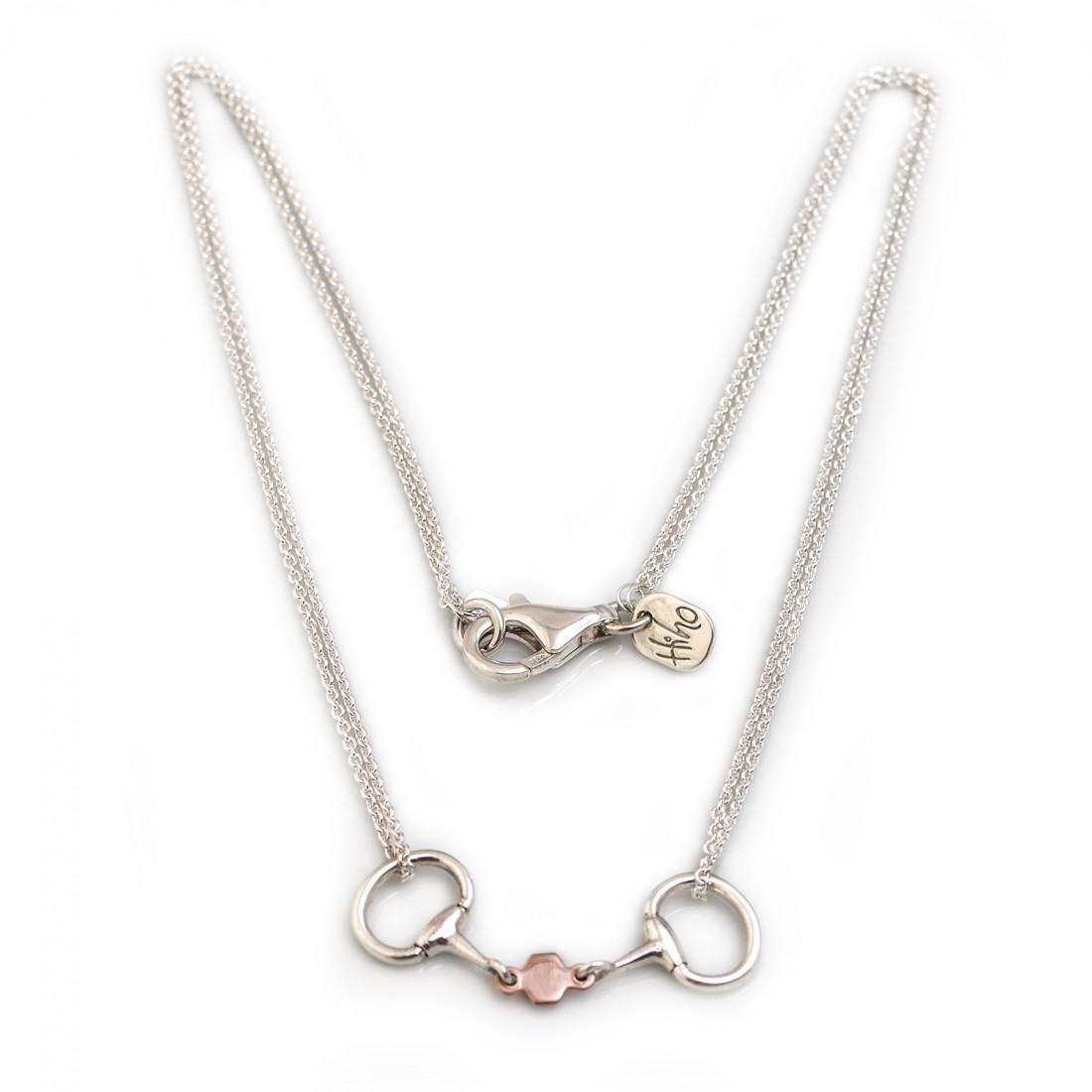 Exclusive Sterling Silver &  18ct Rose Gold Plated French Link Snaffle Necklace