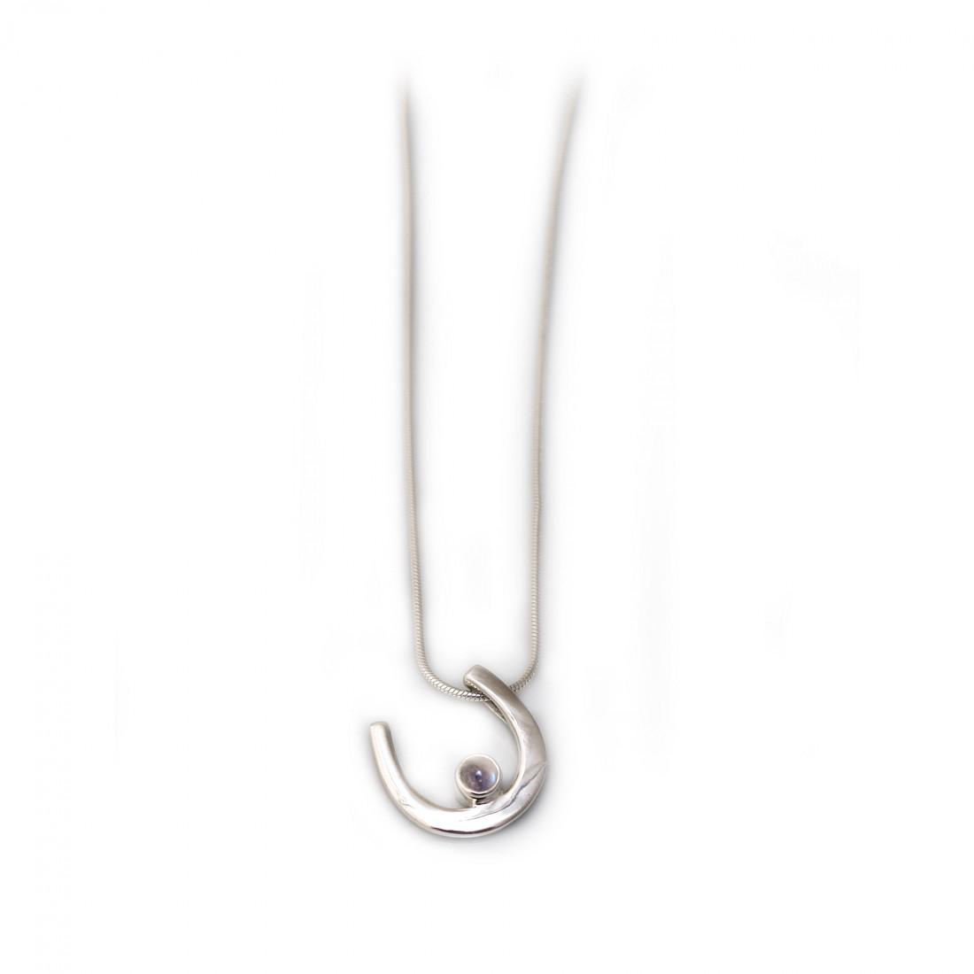 Sterling Silver & Moonstone Horseshoe Pendant With Chain