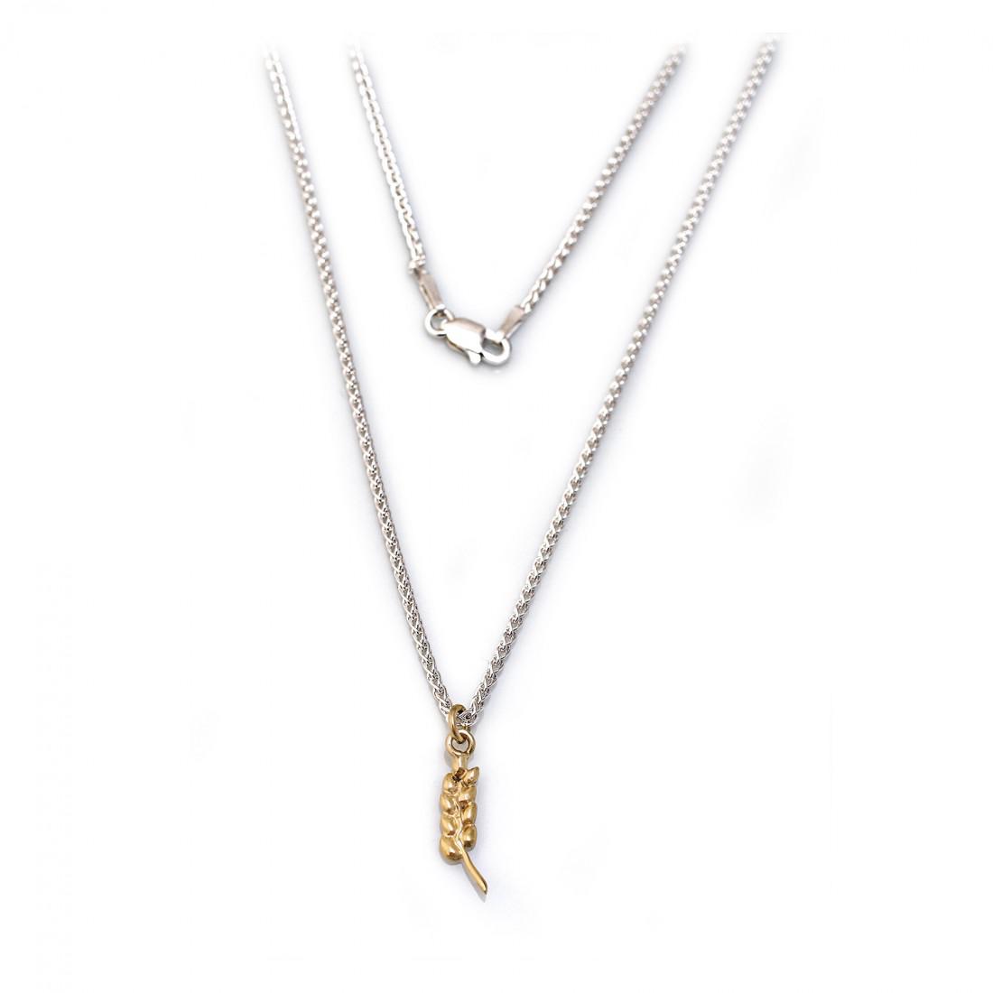 Exclusive Sterling Silver & 18ct Gold Plated Wheat Pendant With Chain
