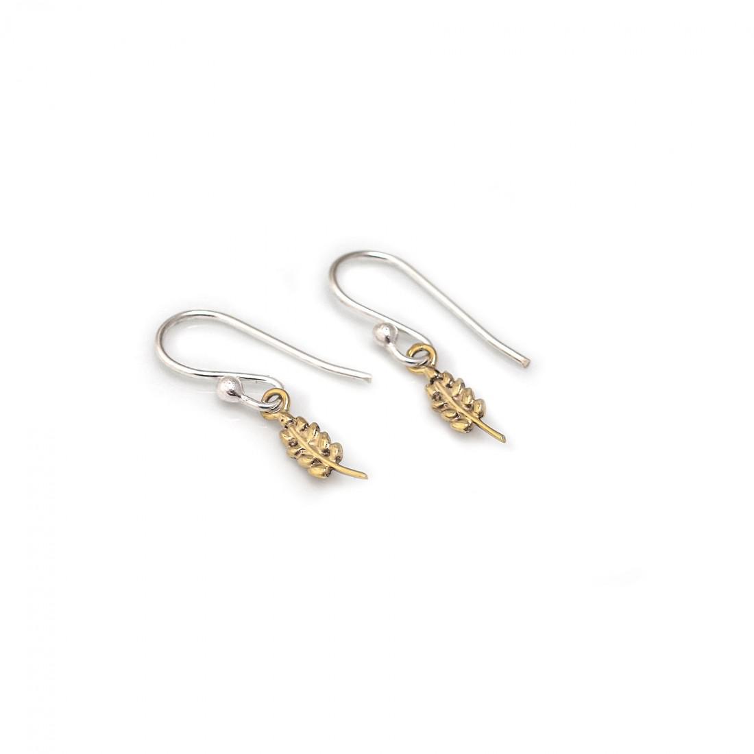 Exclusive Sterling Silver & 18ct Gold Plated Dangly Wheat Earrings