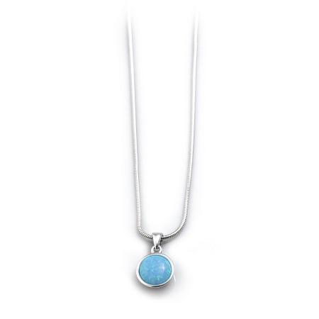 Sterling Silver & Blue Opal Pendant With Chain