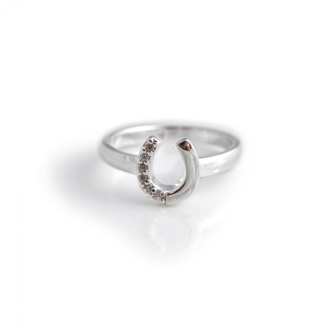Exclusive Sterling Silver & CZ Horseshoe Ring