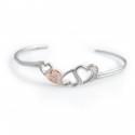 Exclusive Sterling Silver & 18ct Rose Gold Heart Cuff  Bracelet