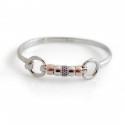 Exclusive Sterling Silver & 18ct Rose Gold Plate Cherry Roller Snaffle Bangle With Purple CZ Starlight Roller Bead