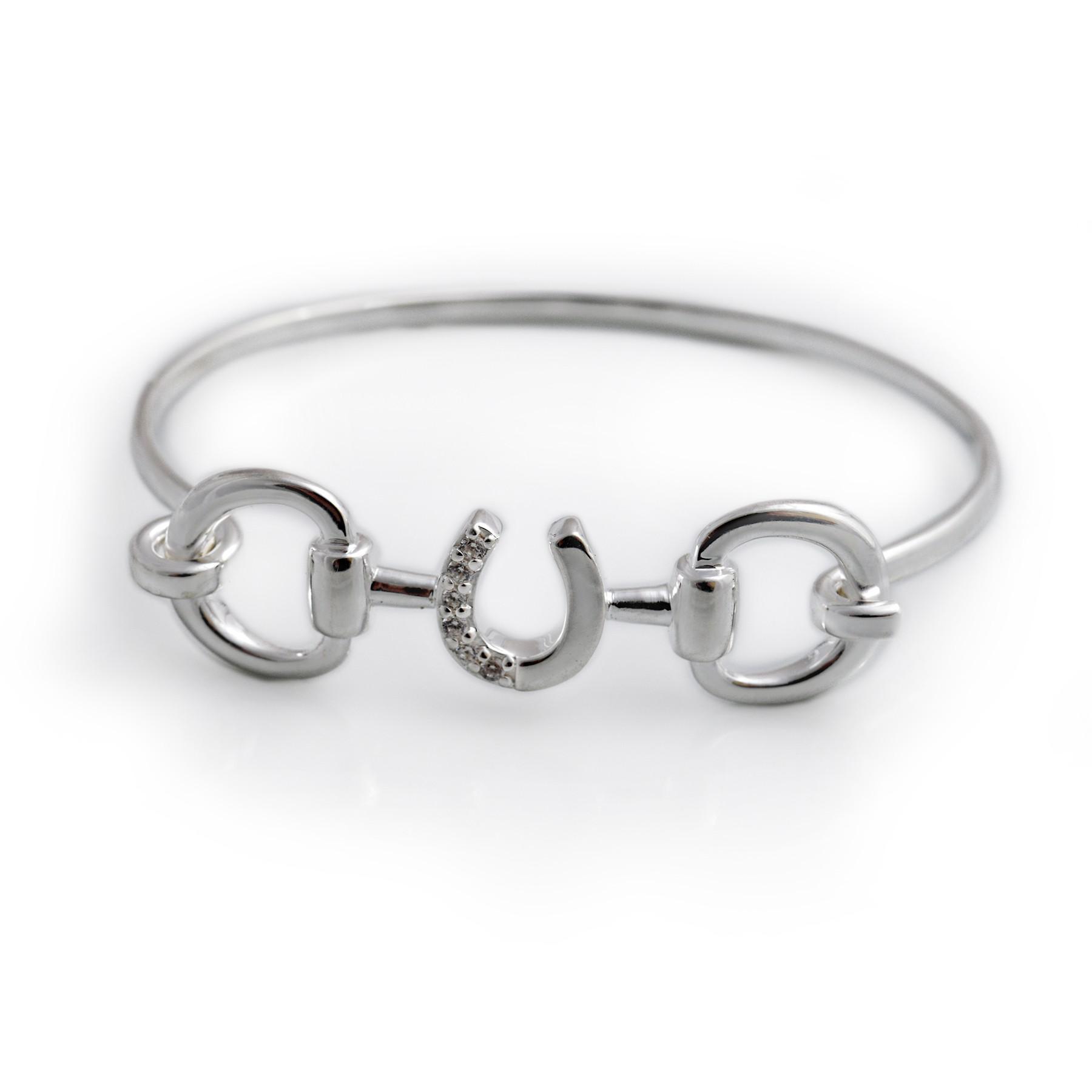 Exclusive Sterling Silver & CZ Horseshoe Double Snaffle