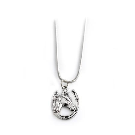 Sterling Silver Horseshoe & Horse Pendant With Chain
