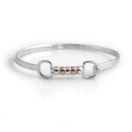 Sterling Silver & 18ct Rose Gold Plated Dinky Cherry Roller Snaffle Bangle