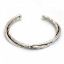 Sterling Silver Hammered & Plain Twisted Cuff Bracelet