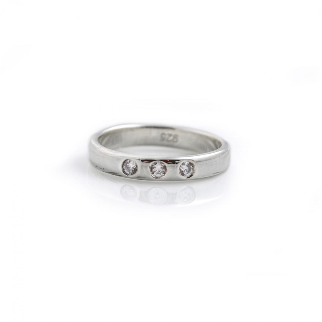 Sterling Silver & Triple CZ Ring