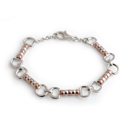Exclusive Sterling Silver & 18ct Rose Gold Plated Complete Cherry Roller Bracelet