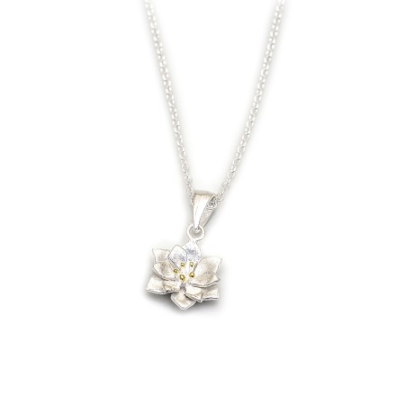 Sterling Silver Curved Flower Pendant With Chain