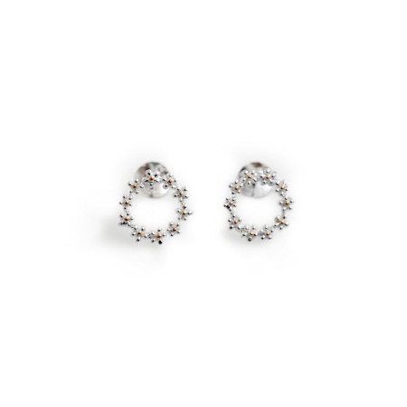 Sterling Silver & 18ct Gold plated Ring of Daisies Stud Earrings